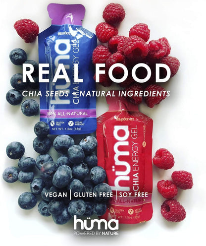 Huma Chia Energy Gel, Blueberries, 12 Gels