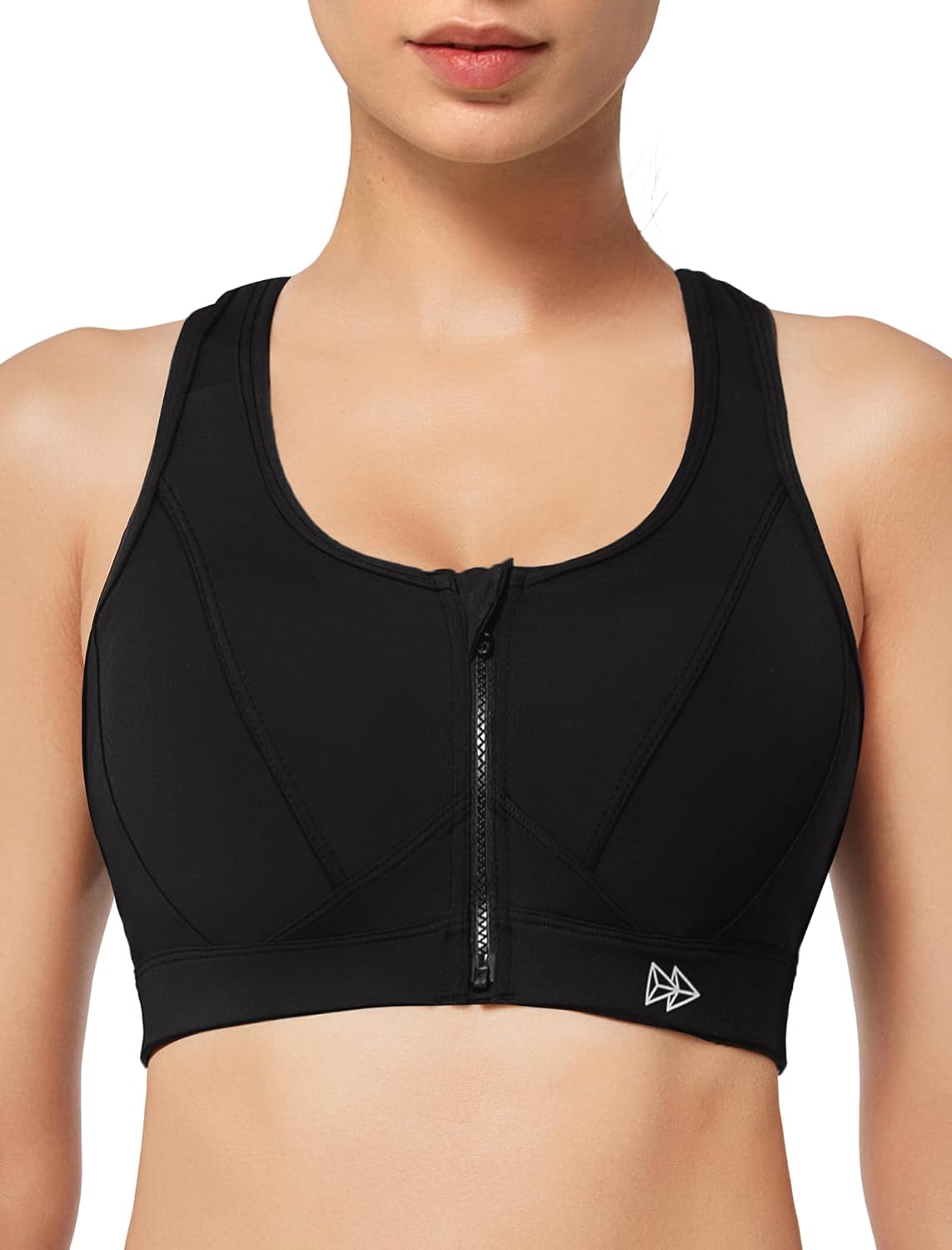 High-Impact Zip Front Sports Bra for Larger Busts