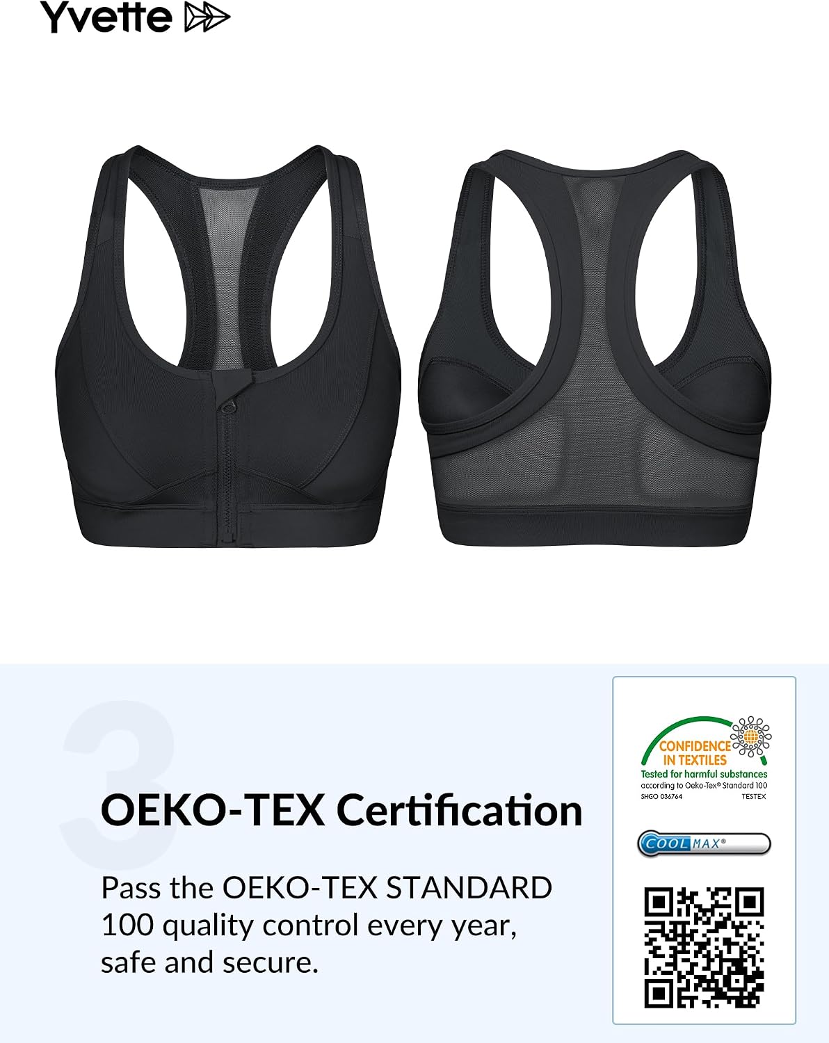 High-Impact Zip Front Sports Bra for Larger Busts