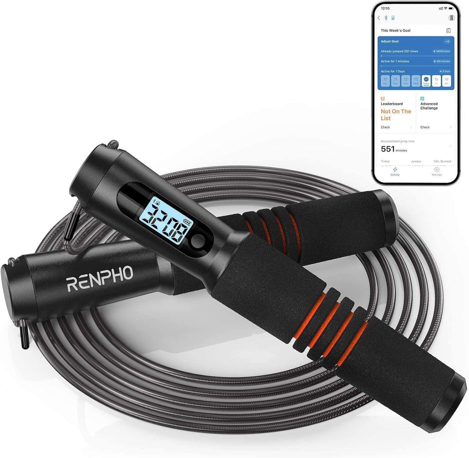 Smart Jump Rope with Counter and App Integration, Featuring LCD Display for Data Tracking
