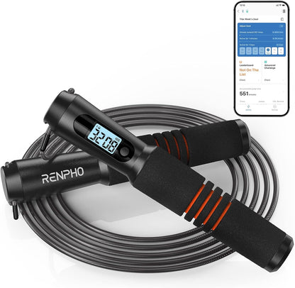 Smart Jump Rope with Counter and App Integration, Featuring LCD Display for Data Tracking