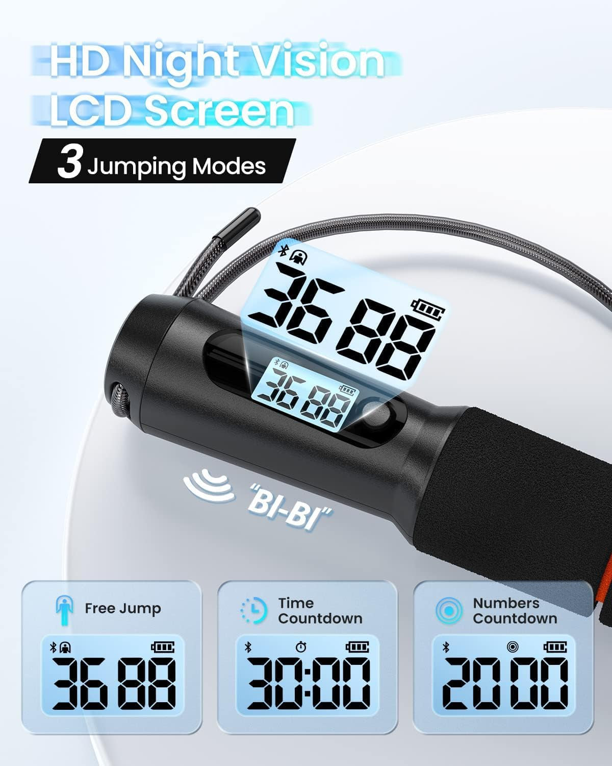 Smart Jump Rope with Counter and App Integration, Featuring LCD Display for Data Tracking