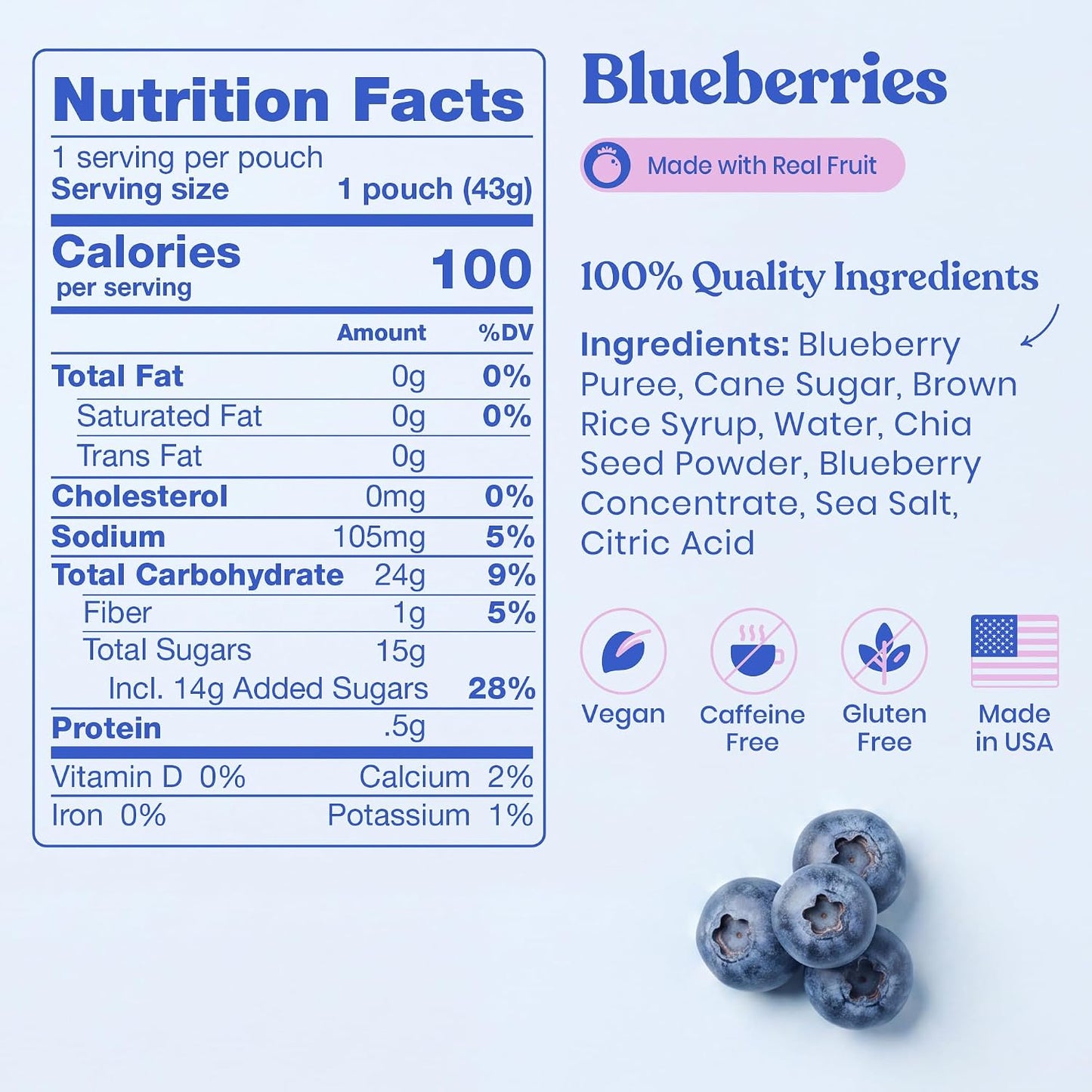 Huma Chia Energy Gel, Blueberries, 12 Gels