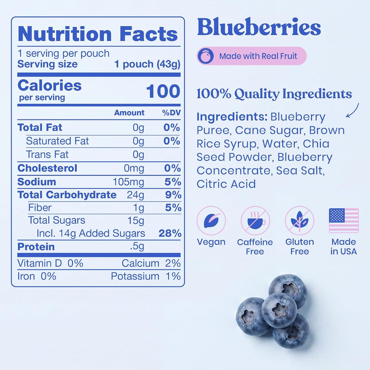 Huma Chia Energy Gel, Blueberries, 12 Gels
