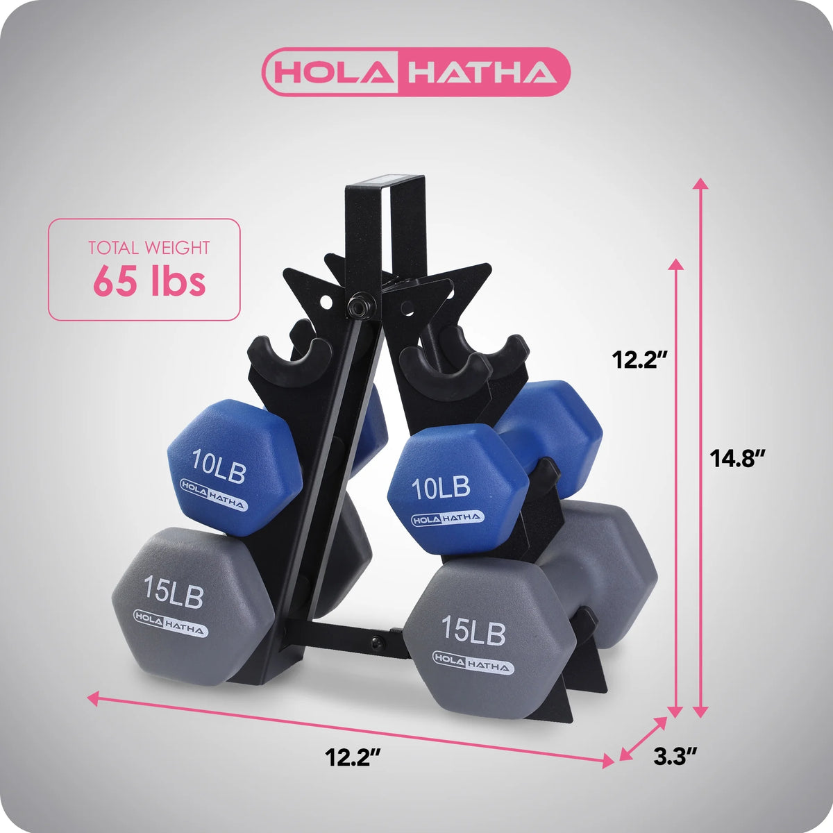 Neoprene Hex Dumbbell Set with Rack - 5 10 15 Lb Weights - 6 Piece Set
